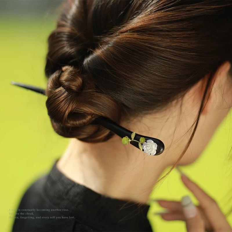 ヘアヘアアクセサリー かんざし ヘアピン 木 頭 花髪飾り 七宝簪 髪留め 大人式 母の日 ギフト レトロ おしゃれ モダン チャイナ風 レトロ レディース シンプル ナチュラル 装飾品 撮影 小道具 レディース