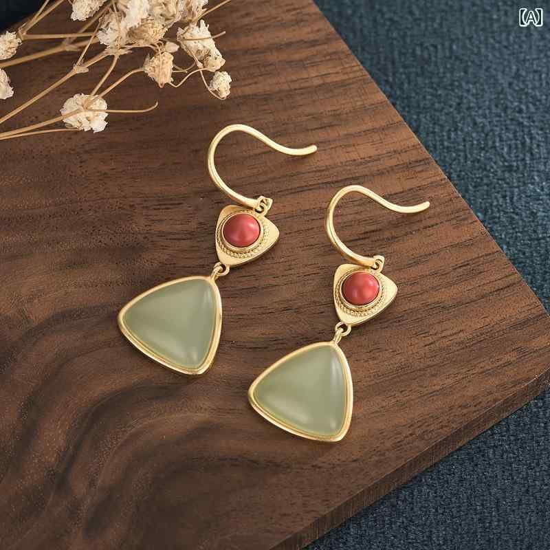ピアス おしゃれ レディース ファッション アクセサリー オールシーズン 耳飾り ジュエリー アンティーク ピアス フェイク 翡翠 レトロ