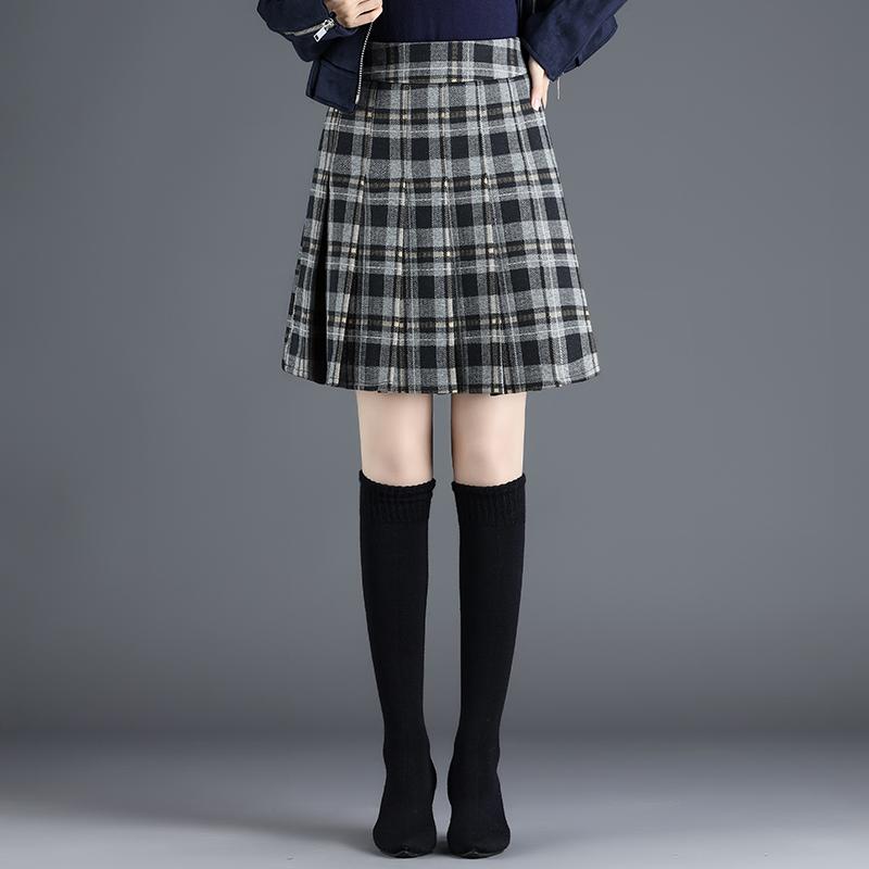 レディース プリーツスカート Aライン ショート丈 チェック ハイウエスト フレア 露出防止 スリム レディース シック カジュアル デイリー 春秋