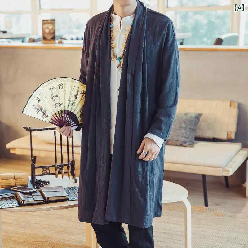 メンズ チャイナテイスト ローブ ガウン 中国 服 ファッション カジュアル 普段着 レトロ ゆったり メンズ 大きめサイズ 春秋