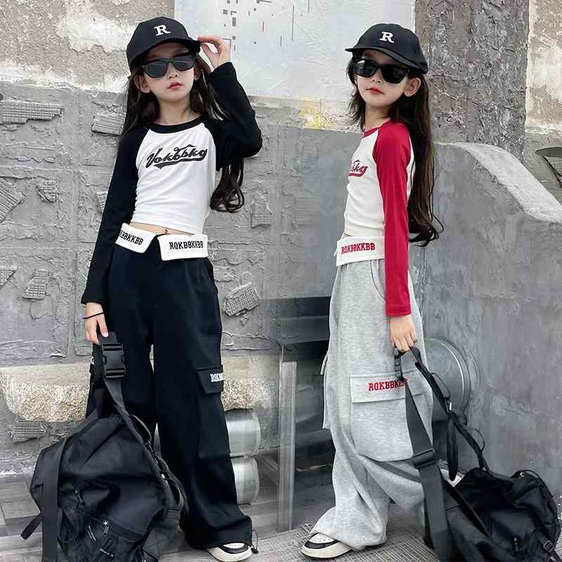 キッズ 子供 ダンス 衣装 セット 長袖 お腹見せ ヒップホップ ストリート パフォーマンス ファッション リラックス イベント フェス レジャー スポーツ 普段使い使い 秋 韓国 おしゃれ かわいい