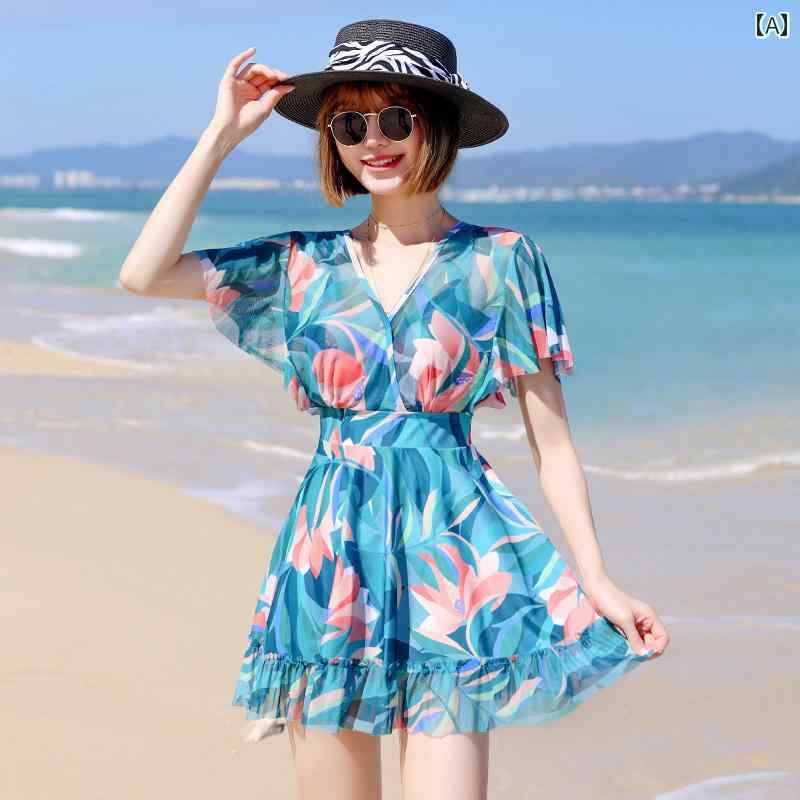 レディース 夏 水着 ワンピース かわいい スカート風 体型カバー ビーチ プール 海水浴 リゾート レジャー 女性用 控えめ スリム 見え ファッション 大きいサイズ