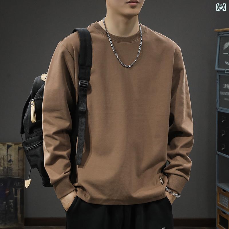 メンズ アメカジ トップス アメリカン 長袖 Tシャツ 大きめサイズ 春秋 カジュアル ラウンドネック スウェット ゆったり 通気性