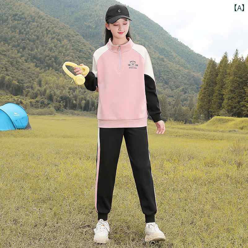 女の子 セットアップ 2点セット パンツ トップス かわいい スポーティー カジュアル 春 リラックス デイリーウェア おしゃれ 中学 高校 学生
