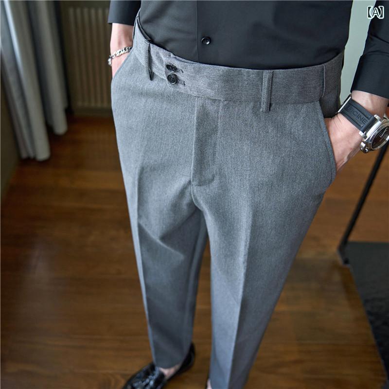 パンツ スラックス メンズ 冬 ストレッチ ウエスト ビジネス カジュアル 韓国 スリム ストレート 小さい スーツ 長ズボン 5,723円