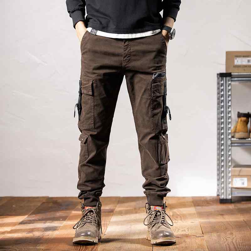 パンツ アウトドア 作業 ズボン メンズ 秋 空挺 部隊 カーゴパンツ ブラウン 機能的 レギンス ストレート カジュアル