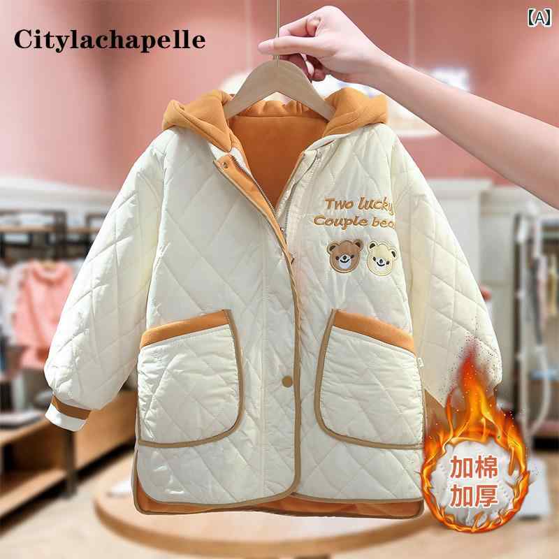 キッズ アウター 赤ちゃん服 ガールズ 綿 上衣 秋冬新 パッド 入り口・入口 朦々たる 洋風 冬服 赤ちゃん