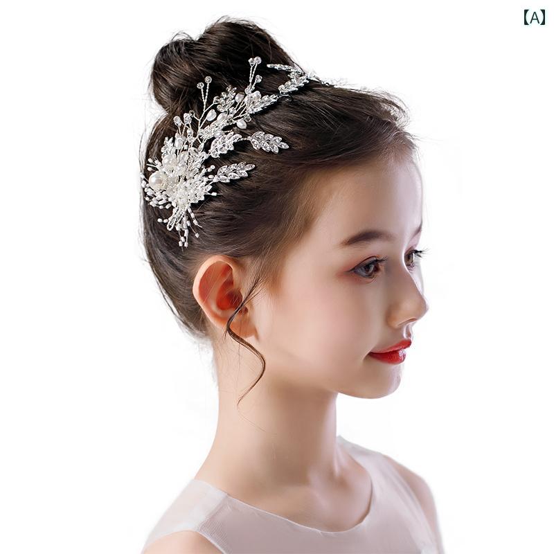 女の子 プリンセス ヘアピン ラインストーン セレモニー エレガント 結婚式 フラワーガール ヘアアクセサリー 子供 パフォーマンス 誕生日 ヘアクリップ画像