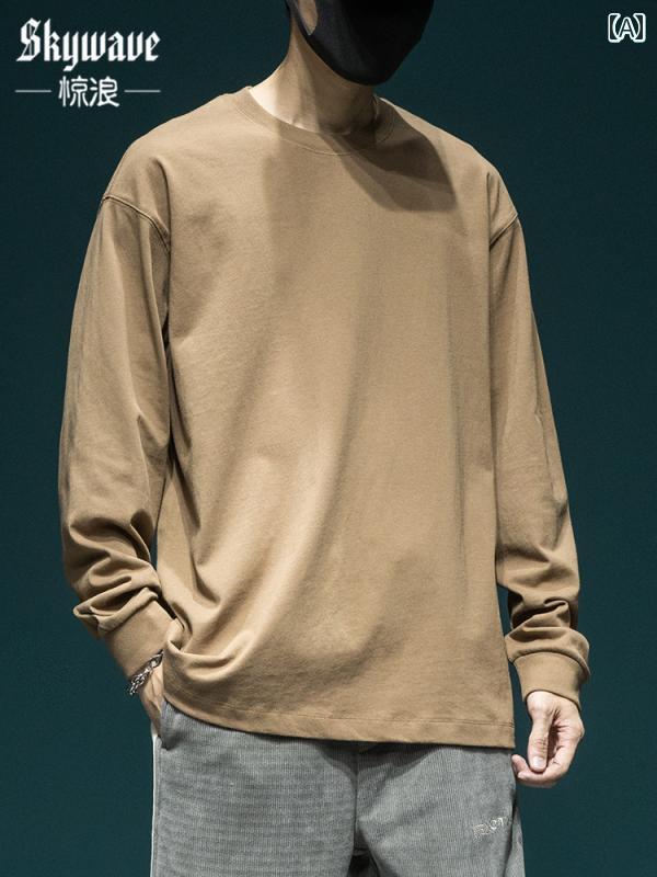 メンズ 春 綿 長袖 T シャツ ロン ゆったり 大きいサイズインナー トップス 無地 レイヤリング