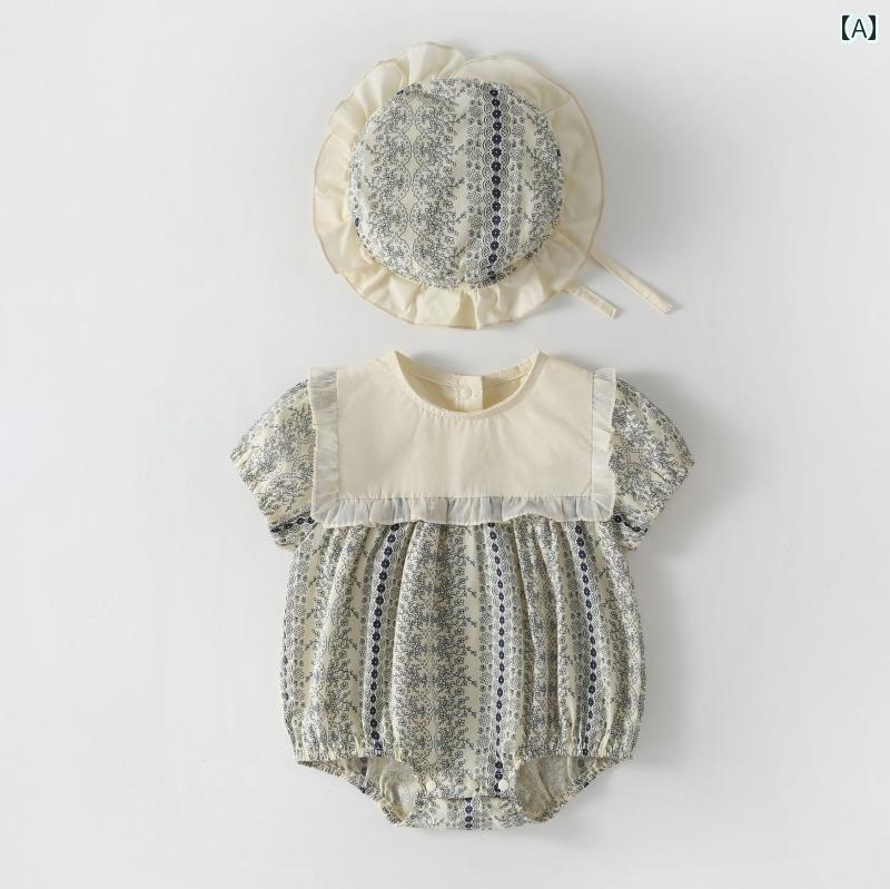 ロンパース ベビー服 新生児 夏用 ジャンプ スーツ かわいい 赤ちゃん 夏服 女児 花柄 生後1ヶ月 100日 姫 服 夏服
