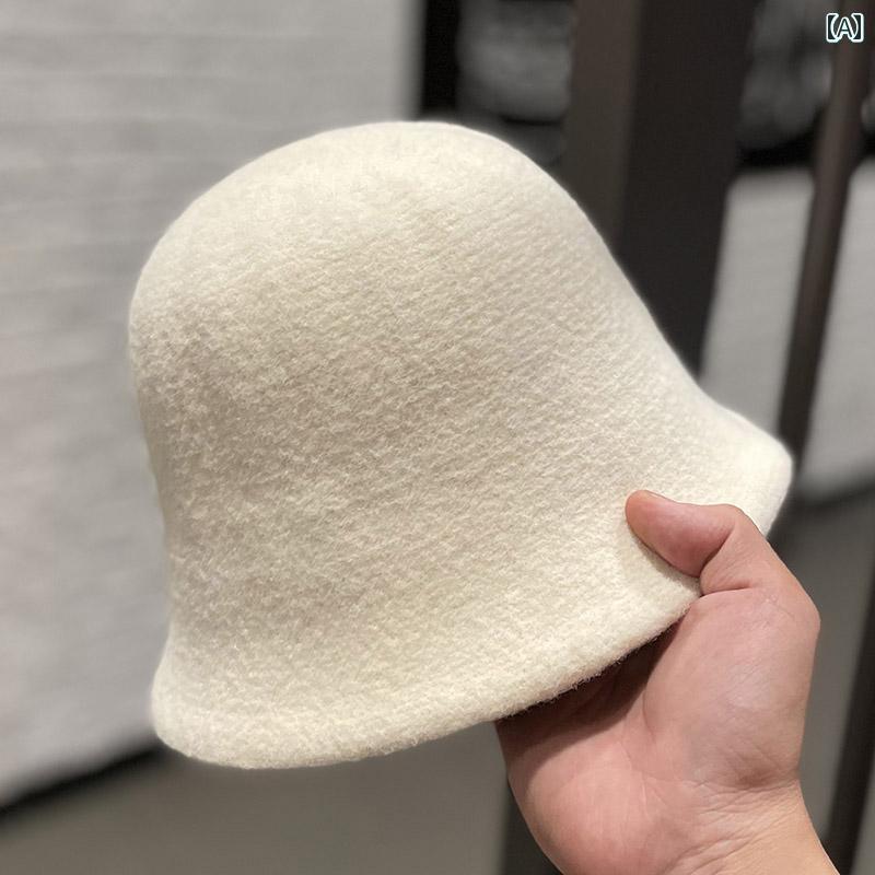 カジュアル 釣り 帽子 アウトドア 登山帽 ウール ドーム フィッシャーマン ハット 女性 秋冬 韓国 顔 表示 小さい バケツ
