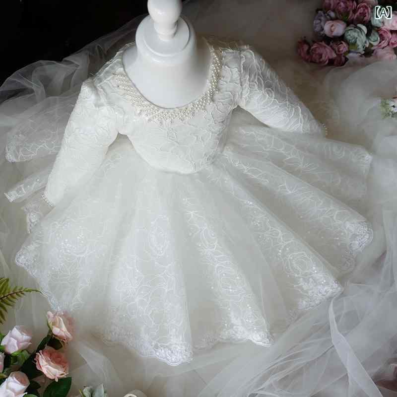 ドレス 女の子 子供 プリンセス チュチュ 女児 赤ちゃん 1歳 誕生日 フラワーガール 結婚式 小さい ガールズ 長袖｜セキュアデポ