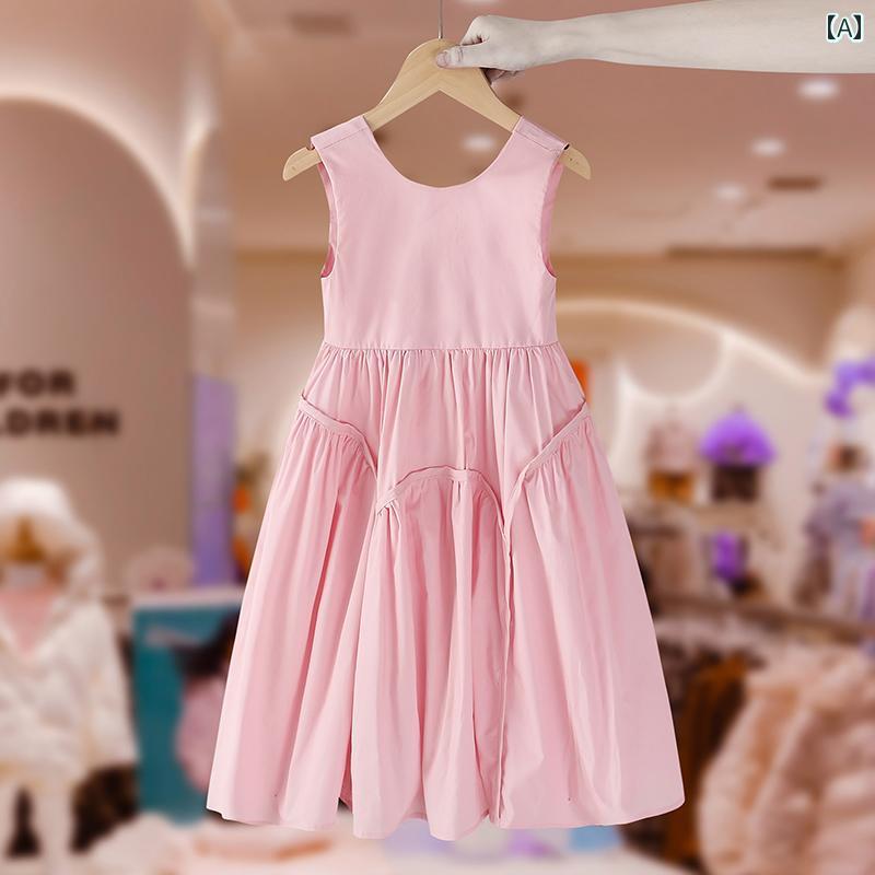ドレス スカート キッズ ウェア 女の子 夏 子供服 女の子 ピンク クール タンクトップ 夏 ノースリーブ 薄手