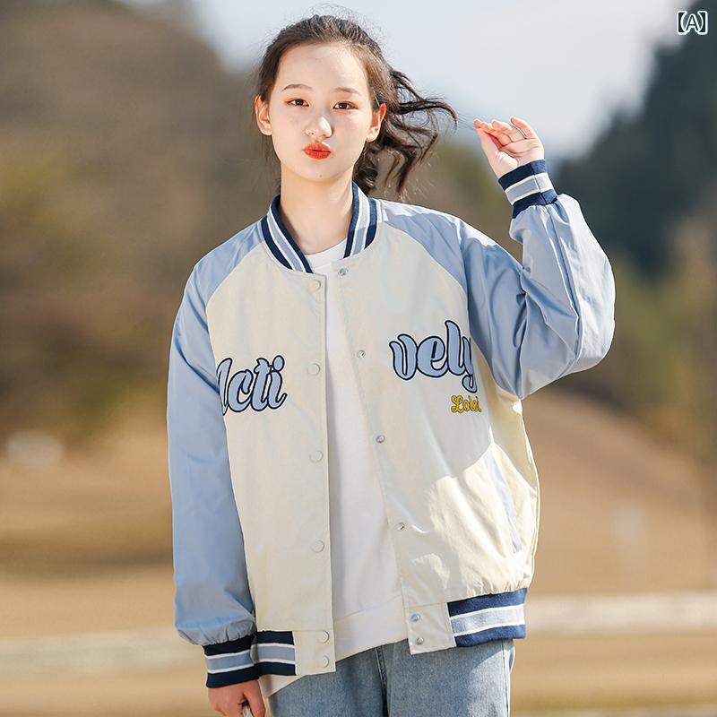 スタジャン ジャンバー ショートジャケット 春秋 カジュアル レジャー アウトドア 休日 中学 高校 学生 JK 女の子 レディース
