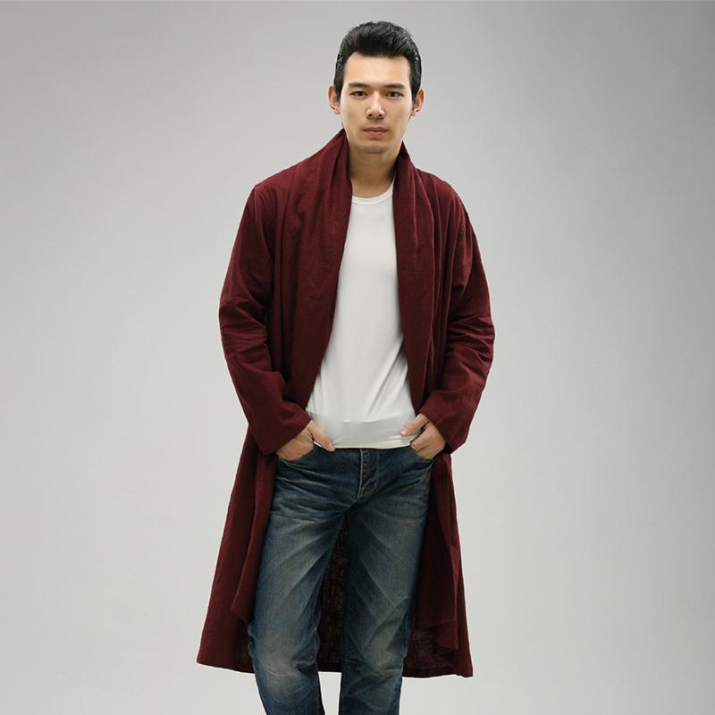 厚地の外套 メンズ 秋 春 中華風 成人男性服 リネン 取りひろげる 非定型的 パイル 色合い レトロ ル ー ズ 上衣 メンズファッション-その他