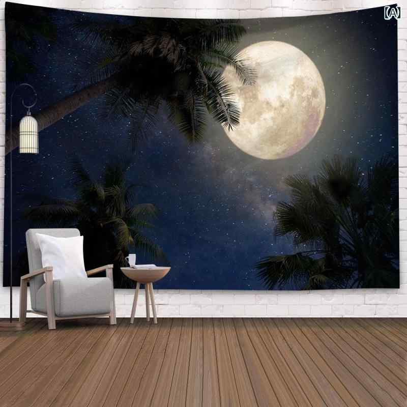 タペストリー 壁掛け ウォールデコ インテリア アクセサリー リラックス 月夜 背景布 写真撮影 室内装飾品 おしゃれ ユニーク アート