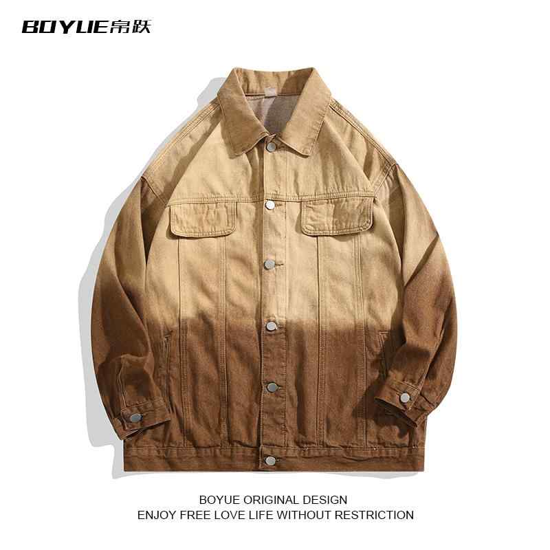 ジャケット トップス ジャケット デニム カジュアル 長袖 メンズ ジャンプ グラデーション 春秋 ボーイズ アメリカン ハイエンド BF アウトドア 個性 解体