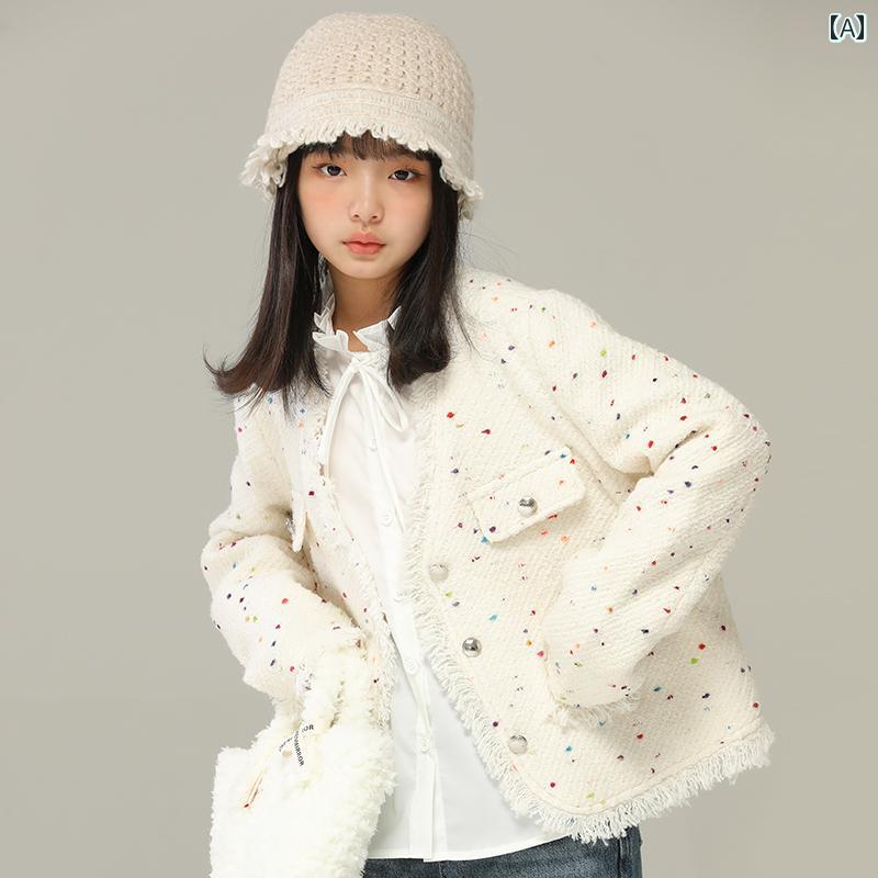 トップス ジャケット 子供服 おしゃれ ナチュラル 普段着 キッズ 小さい 女の子 春秋 カラー ポイント エレガント スタイル 風 中型 大型 子供用 高級感 ゆったり アウターウェア カーディガン 厚手｜セキュアデポ