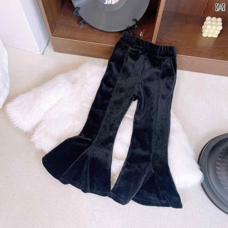 パンツ キッズ ファッション 女の子 ベルベット 冬 スタイル 子供 韓国 スタイル ワンピース ベルベット シェニール 大きい フレアパンツ ベルベット