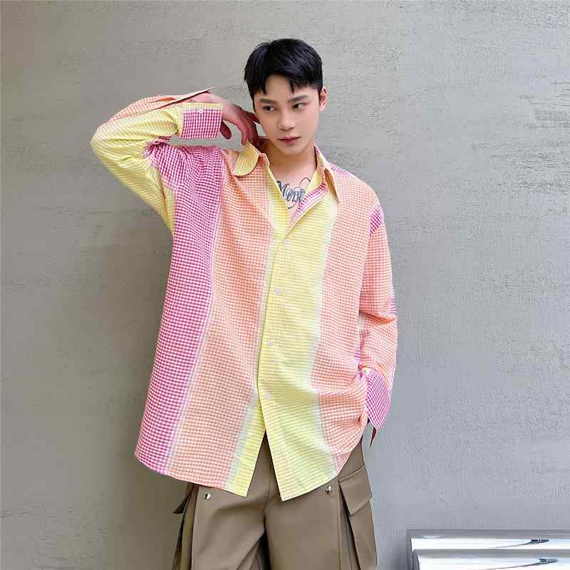 シャツ メンズ 夏 カジュアル 長袖 おしゃれ ハイエンド 日焼け防止 服 男性用 レボー チェック柄