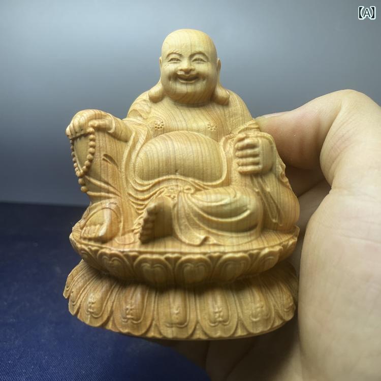 弥勒菩薩 布袋 七福神 飾りつけ 木 仏具 神具 室内装飾 見せびらかす レトロ 小物 工芸 縁起物 刻みつける 菩薩 仏像 釈迦牟尼 瀬戸もの風