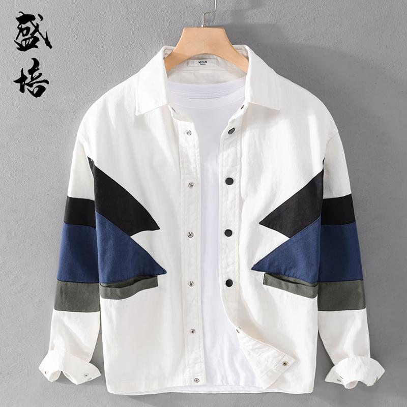 トップス シャツ トップス ジャケット シャツ ジャケット メンズ シンプル 爽か ゆったり カジュアル ワークウェア 綿 カラーマッチング 春
