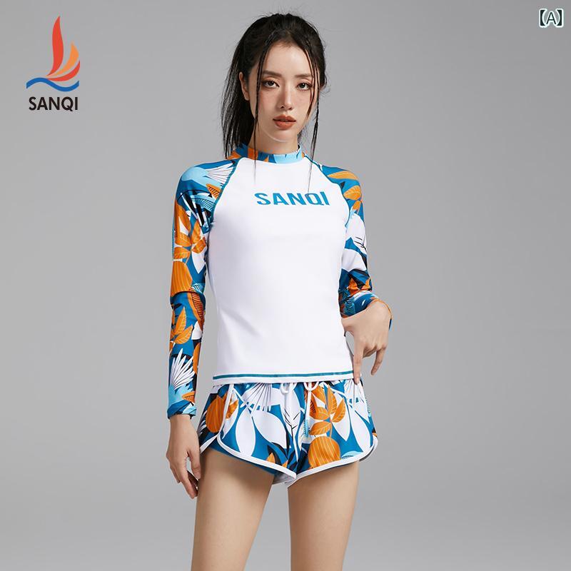 レディース 夏 水着 ラッシュガード スポーツ サーフィン スーツ セパレート 女性用 長袖 日焼け防止 お腹 カバー スリム 見せ 控えめ 温泉 旅行 ウェア