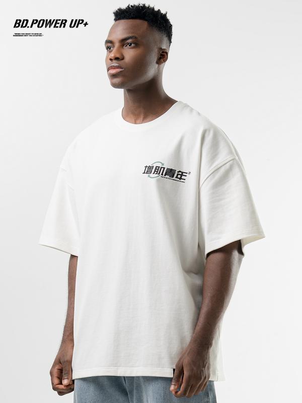 ｔシャツ ゆったり 綿 半袖 メンズ 厚手 フィットネス プリント スポーツ シャツ メンズ カジュアル シンプル レジャー ゆったり