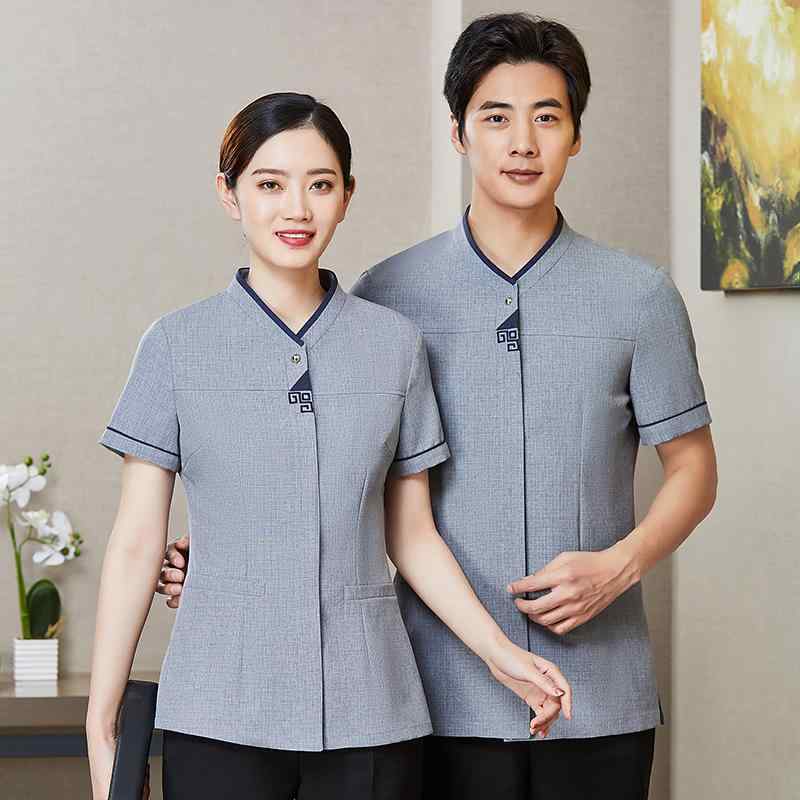 ハウスキーパー 制服 清掃員 ユニフォーム レディース メンズ メンズ レディース兼 掃除 家事代行 家政婦 クリーニング スタッフ 中華風 ハウスキーピング 作業着 半袖