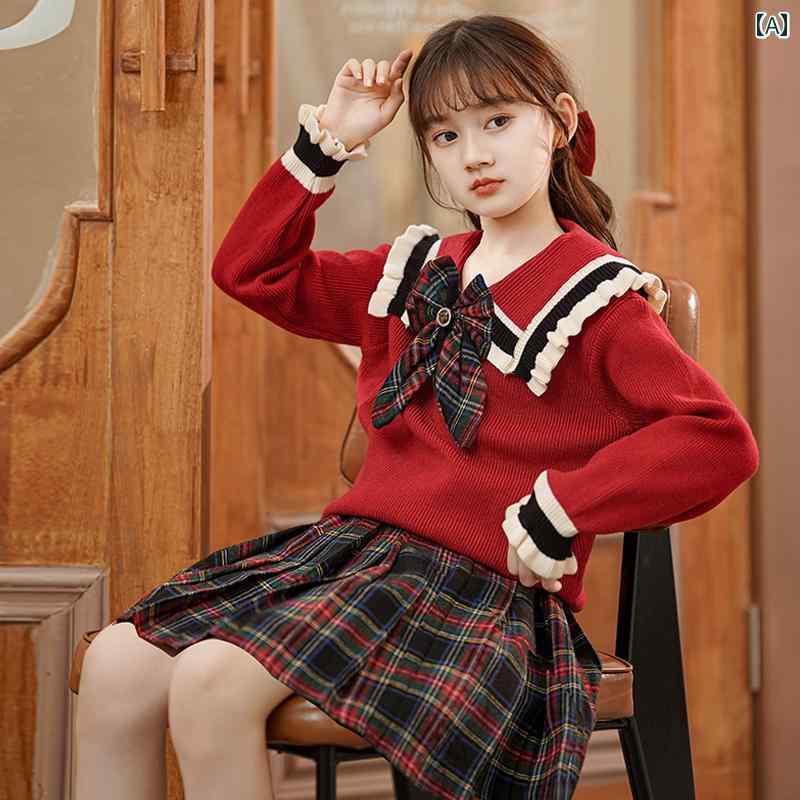 女の子 ガールズ おしゃれ スーツ 英国風 学生 ツーピース スーツ 子供 大学 風 JK 制服 プリーツスカート 6,516円