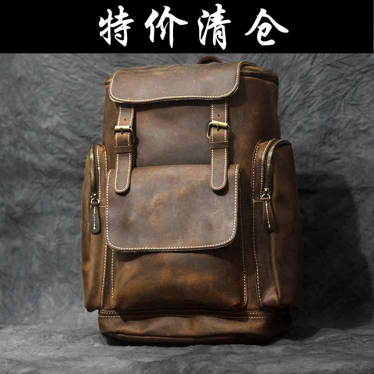 バック パック カジュアル レザー メンズ 革 特大 リュック レトロ 最上層 牛革 15インチ コンピュータ トラベル リュック メンズバッグ