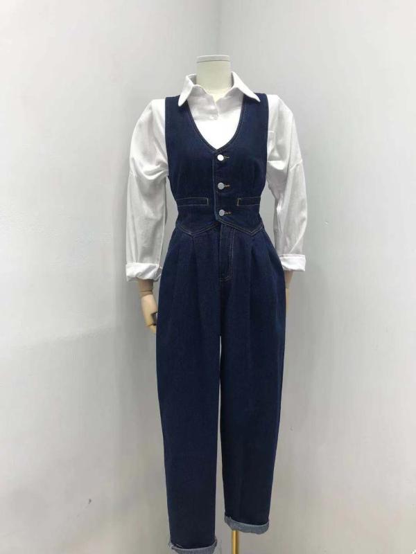 パンツ オーバーオール サロペット レディース 秋 ノースリーブ ジャンプ スーツ デニム フレンチ パレス ハイウエスト ウエスト｜セキュアデポ 7,669円