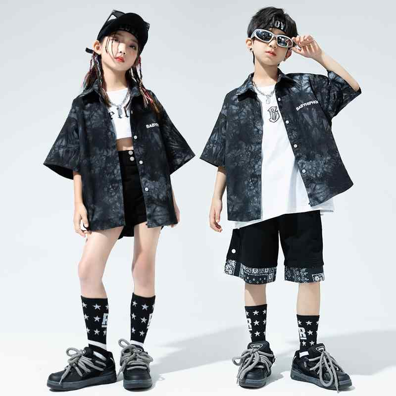 子供服 女の子 男の子 シャツ Tシャツ へそ出し ショートパンツ コスチューム バンド ダンス ヒップホップ ストリート系 パフォーマンス 衣装 クール かっこいい キッズ