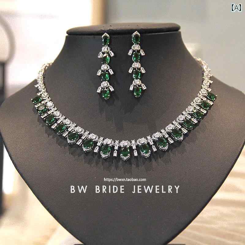 ブライダル ウェディング ネックレス イヤリング セット ピアス 耳飾り ジルコニア ディナー パーティー アクセサリー 蜂 ドレス ウィンドウ ディスプレイ カラー ストーン 人工宝石