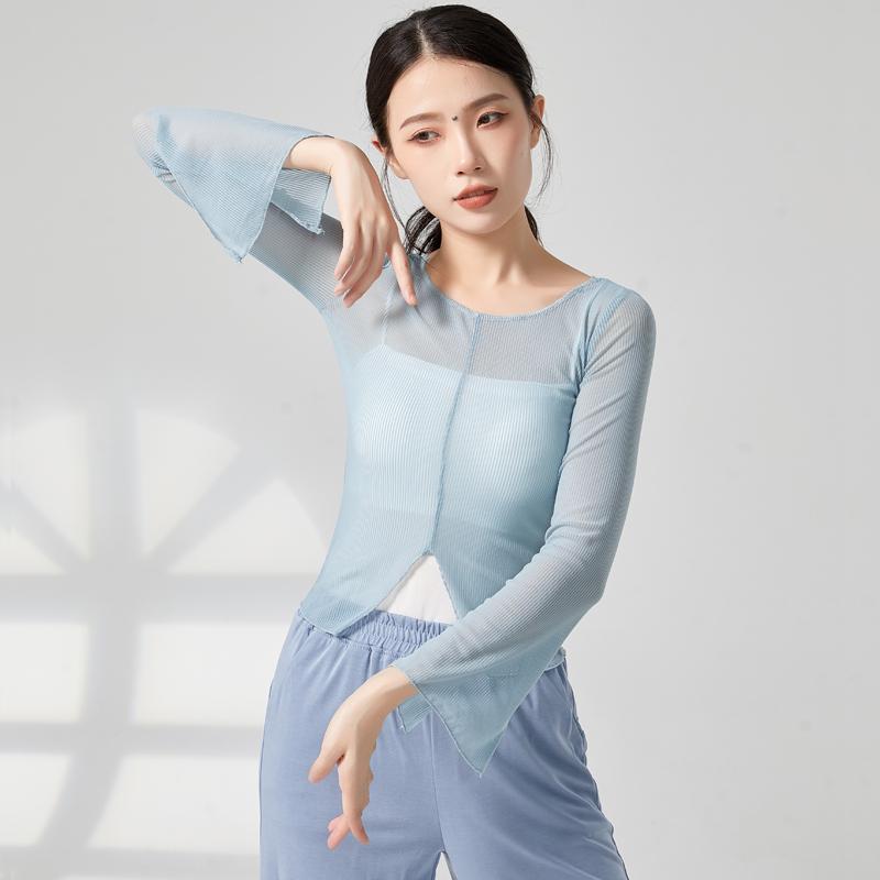 レトロ ダンス ガーゼ レディース エレガント メッシュ 練習服 トップス チャイナ風 モダンダンス パフォーマンス 衣装 秋