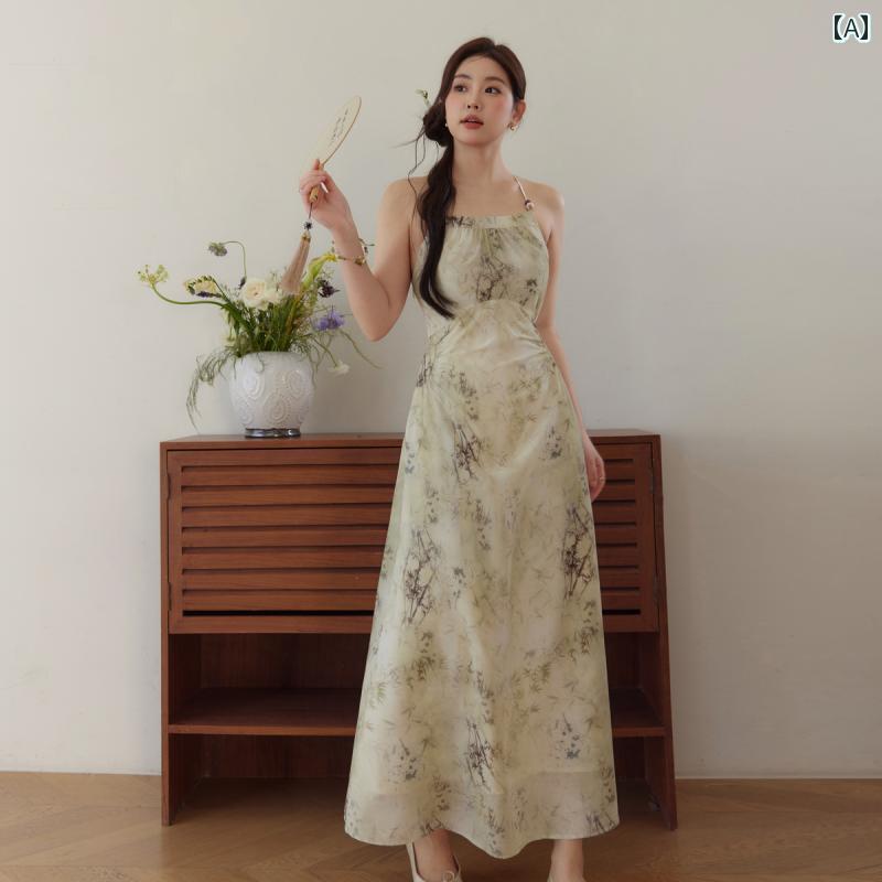 衣装 今めかしい レディース お上さん服 大きめ大きさ ゆったり ぽっ自転車 ワンピ お召しもの ノースリーブ フレンチ風 刷り上げる ジレー 夏