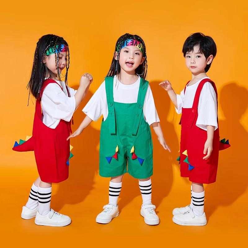 幼稚園 パフォーマンス 衣装 子供 ダンス かわいい オーバーオール 小学生 夏 学校行事 ダンスウェア 舞台衣装 コスチューム ユニフォーム
