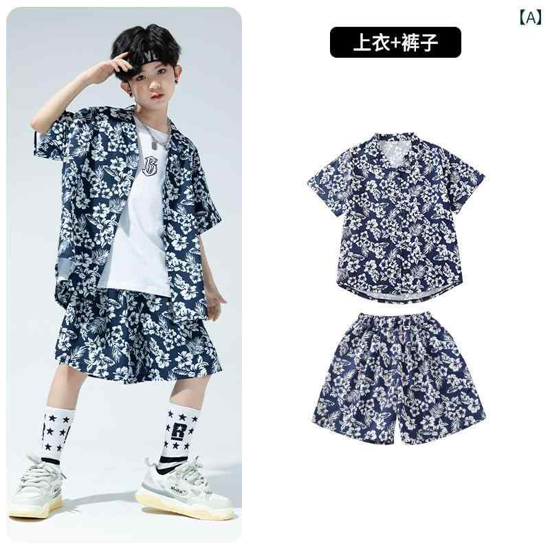 子供服 女の子 男の子 シャツ Tシャツ タンクトップ へそ出し ショートパンツ コスチューム バンド ダンス ヒップホップ ストリート系 パフォーマンス 衣装 クール かっこいい キッズ