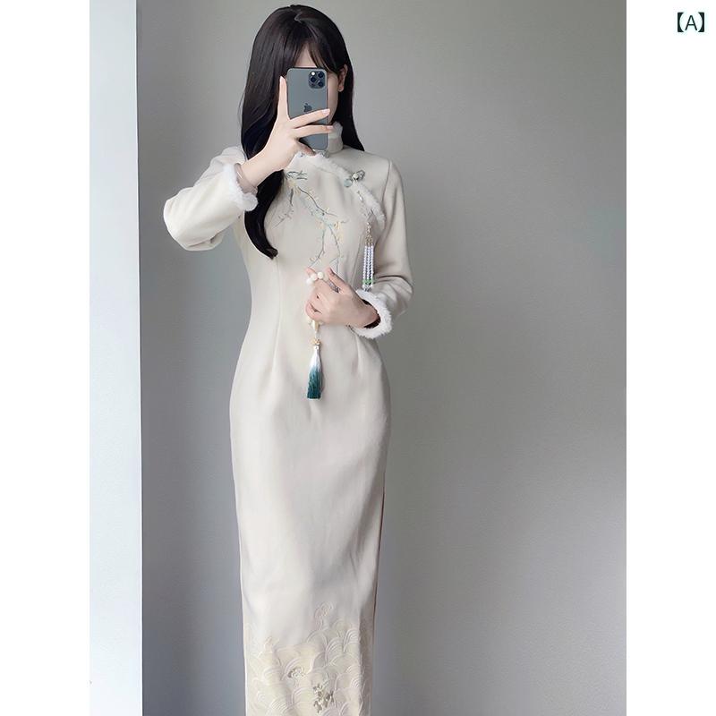 レディース 瀬戸もの お召しもの 今めかしい 衣装 コスプレ 映画化 お召しもの 中華風 秋冬 朦々たる 天鵝絨 冬 長袖 普段使い走り 日常着 ハイエンド