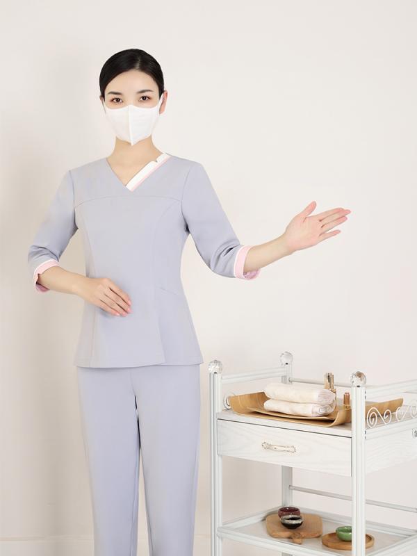 クリニック 制服 エレガント レディース 七分袖 作業着 レディース 産科医 ロングパンツ 美容師 ユニフォーム 乳児ケア制服 白衣 保健センター ナース 医院