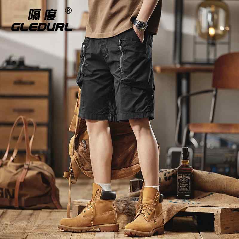 メンズ アウトドア パンツ ハーフパンツ ショート パンツ 夏 大きめ ジッパー 大きめ ポケット ワークウェア ストレート パンツ ゆったり ストリート パンツ