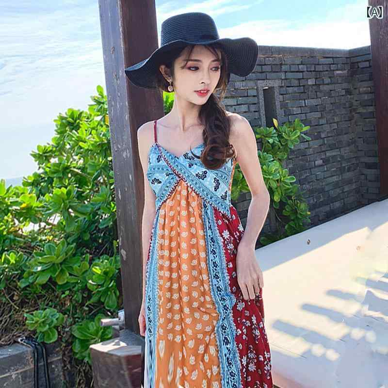 レディース 夏 リゾート ワンピース ホリデー 海辺 休暇 ビーチ ドレス 旅行 衣装 婦人服 草原 スタイリッシュ ガール 島｜セキュアデポ