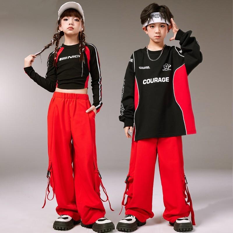 子供 ストリート ダンス 元旦 服 クール オートバイ パフォーマンス トップス ジャズ ステージ イベント パンツ ヒップホップ 長袖