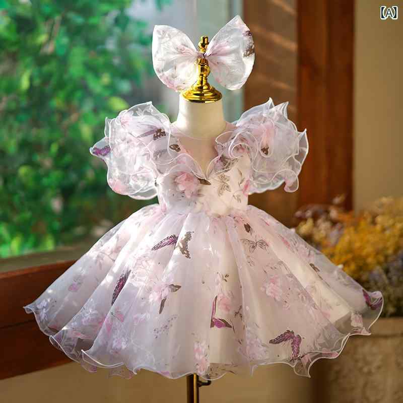 ドレス 発表会 ガールズ フラワーガール 結婚式 小さい ガールズ 花 フェアリー プリンセス 子供 ホスト ピアノ 演奏 衣装 春
