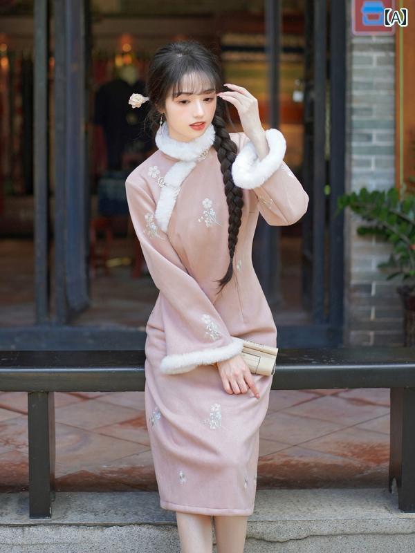レディース 瀬戸ものお召しもの かっこ良い 衣装 コスプレ 第八芸術映画化 冬 サクラ色 引っくり返す 途轍も無い 袖 スエードクロス 刺しゅう 天鵝絨 文学研究的 中華風 お召しもの ドレス-レディースファッション