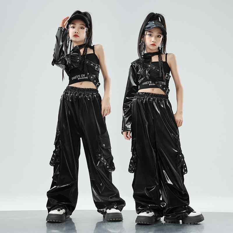 子供服 女の子 Tシャツ タンクトップ へそ出し パンツ コスチューム バンド ダンス ヒップホップ ストリート系 パフォーマンス 衣装 セットアップ クール かっこいい キッズ