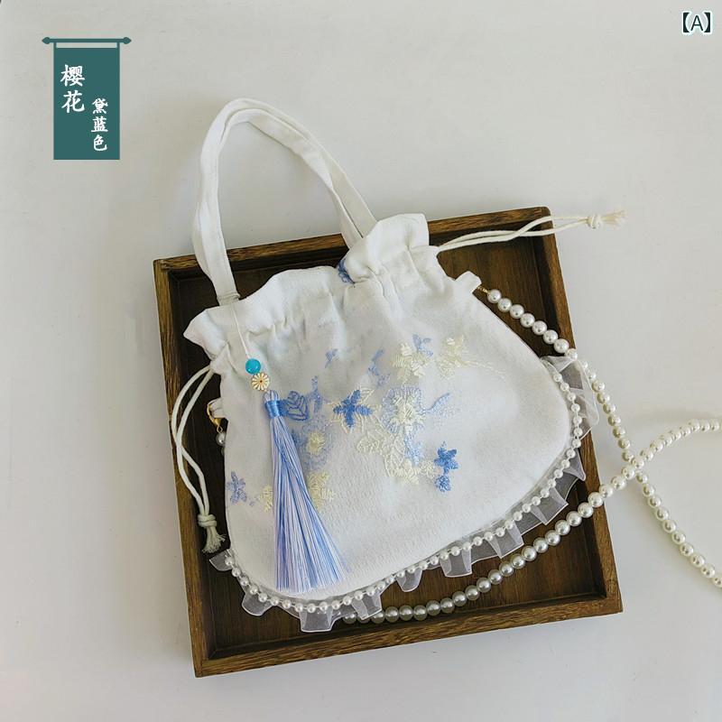 ハンドバッグ おしゃれ レディース 韓服 レトロ キャンバス チャイナ風 フェアリー レディース クロスボディバッグ 刺繍 コットン 手持ちクロスボディバック 刺繍バック
