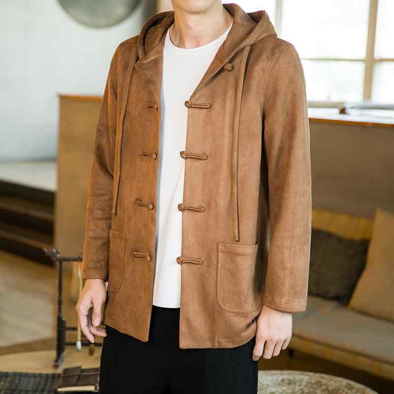 上衣 メンズ 瀬戸もの 唐 背広 中華風 鹿革 ボンネット レトロ 服 一般大衆 服 エスニック 茶 思い入れる 服