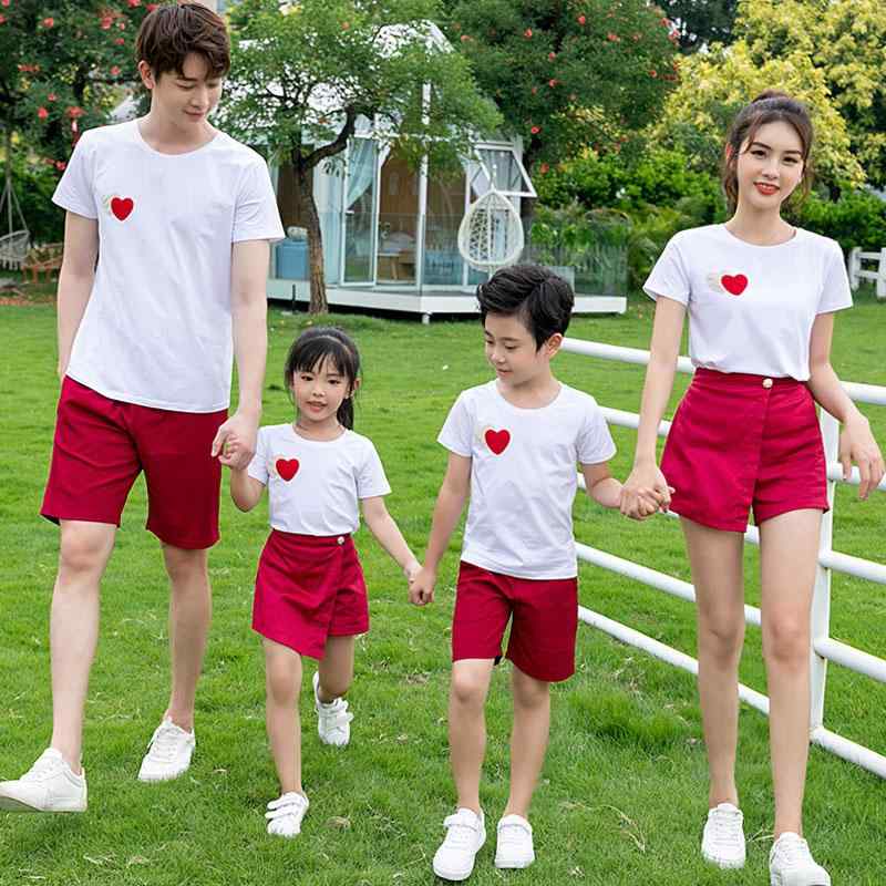 親子服 リンクコーデ レディース メンズ 大人 キッズ 子供 赤ちゃん ベビー 親子 お揃い ペアルック 家族 写真 夏 レジャー 旅行服 Tシャツ スカート