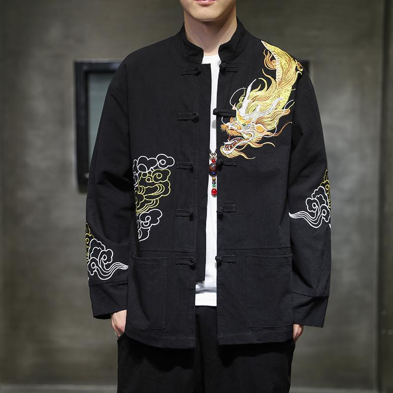 上衣 メンズ 切磋琢磨服 カンフー 太極拳 中華風 刺しゅう 唐 背広 中華風 平 人 上着 背広 レトロ 背広 エスニック 茶 思い入れる 背広